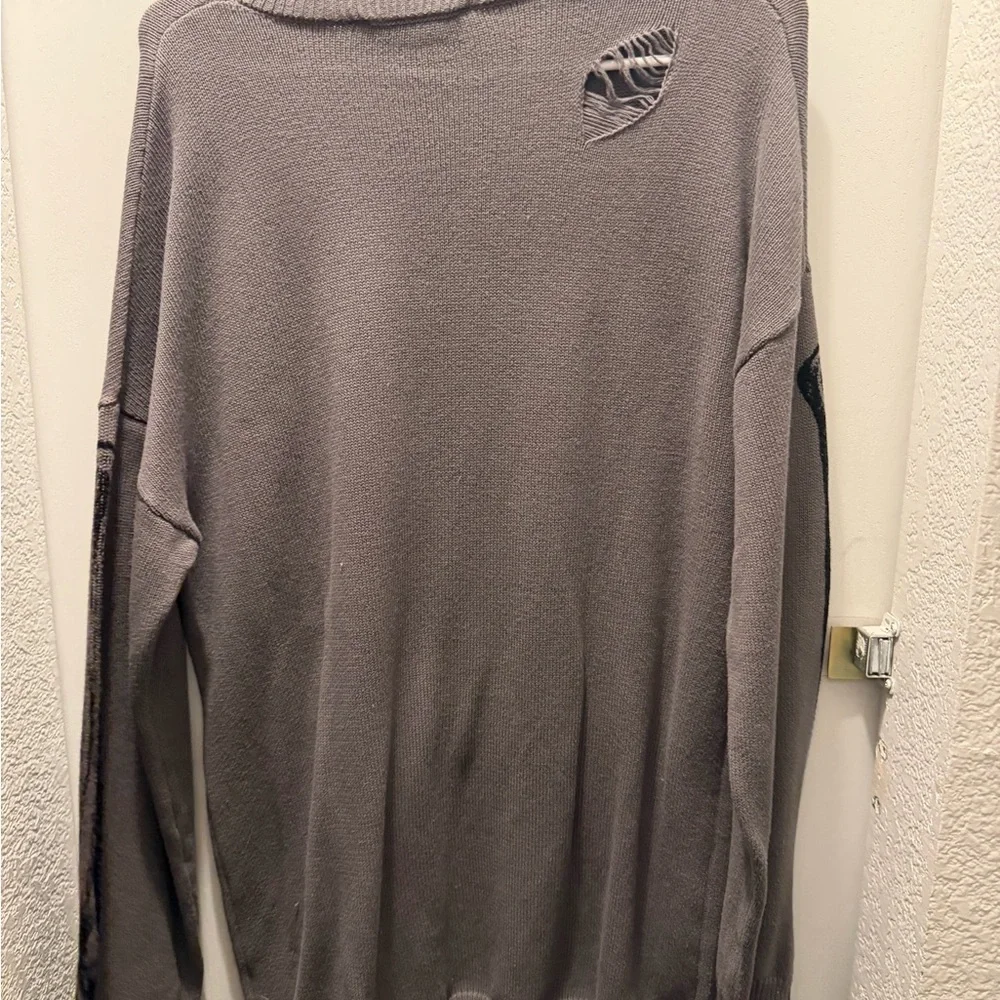 Dolls Kill Gray Skeleton Sweater - Picture 2 of 3